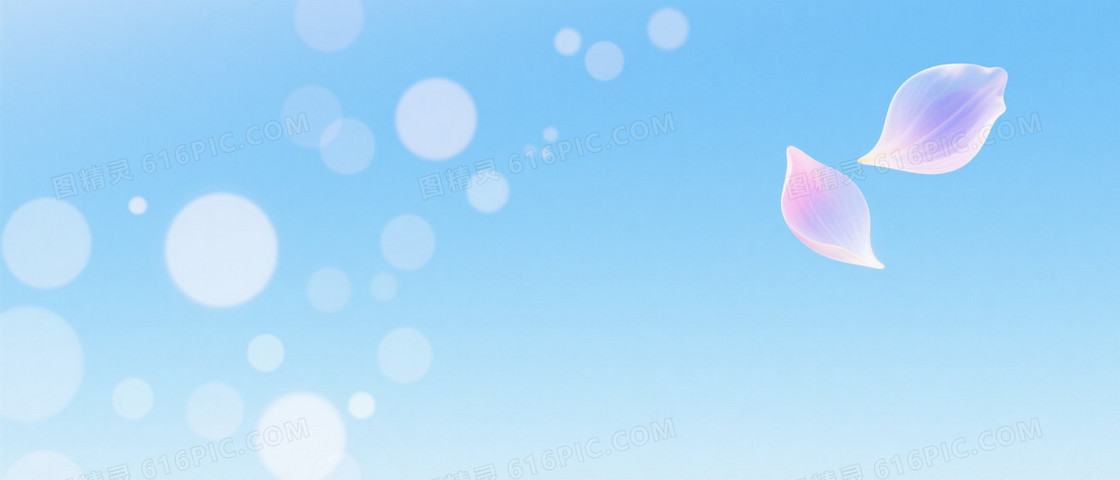 浅蓝渐变光斑花瓣梦幻背景