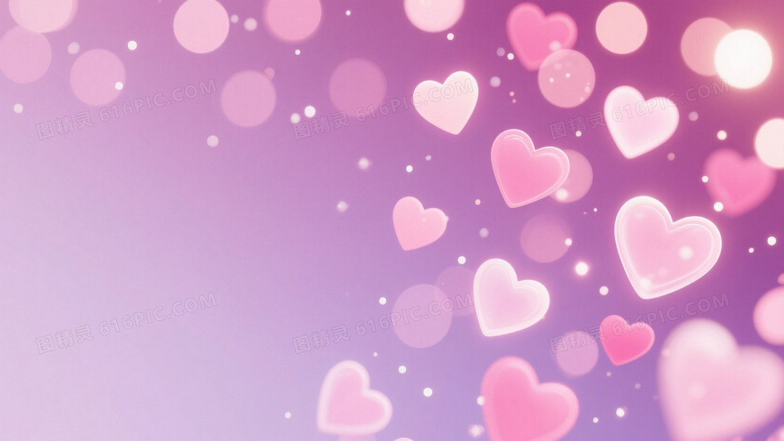粉紫渐变散景心形背景