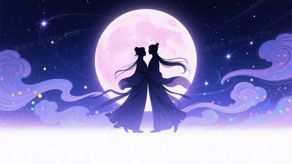 深蓝紫罗兰梦幻星空背景