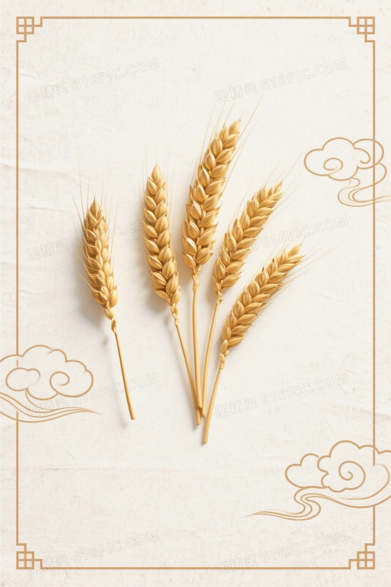 米白宣纸金穗祥云背景