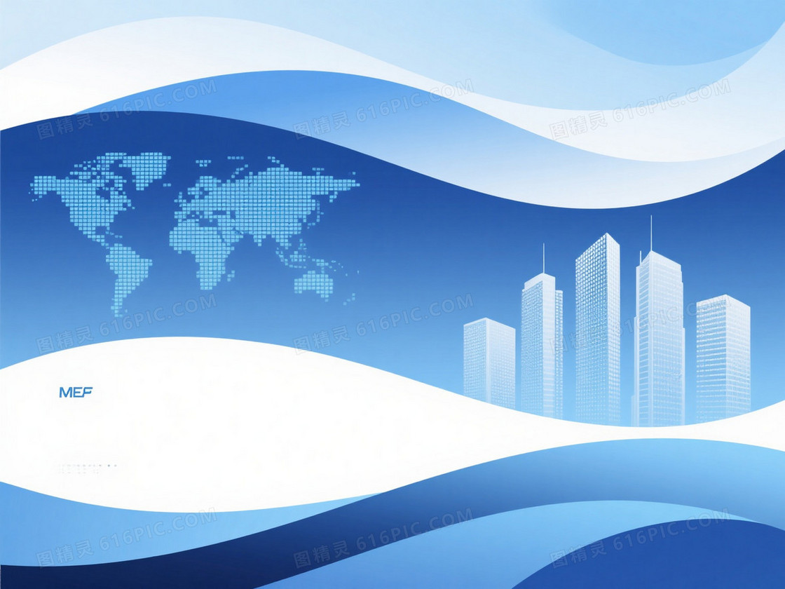 蓝白渐变几何波浪科技背景