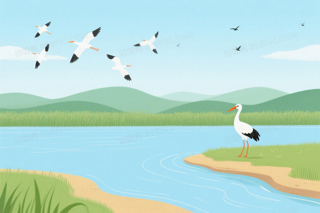 蓝绿清新自然风景背景