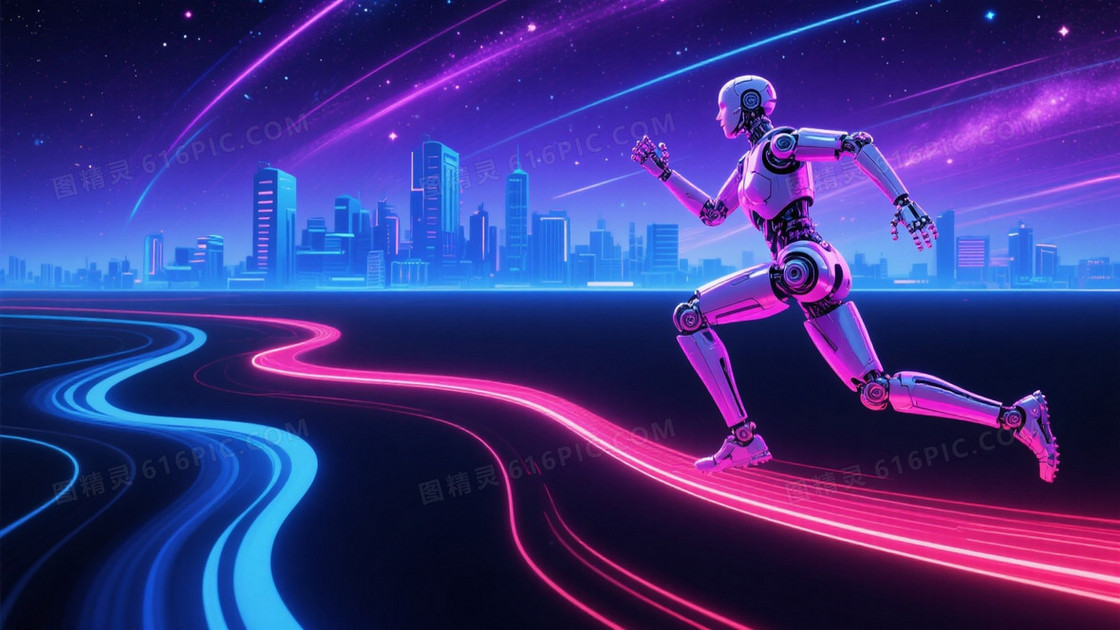 紫蓝渐变星轨光流赛博背景