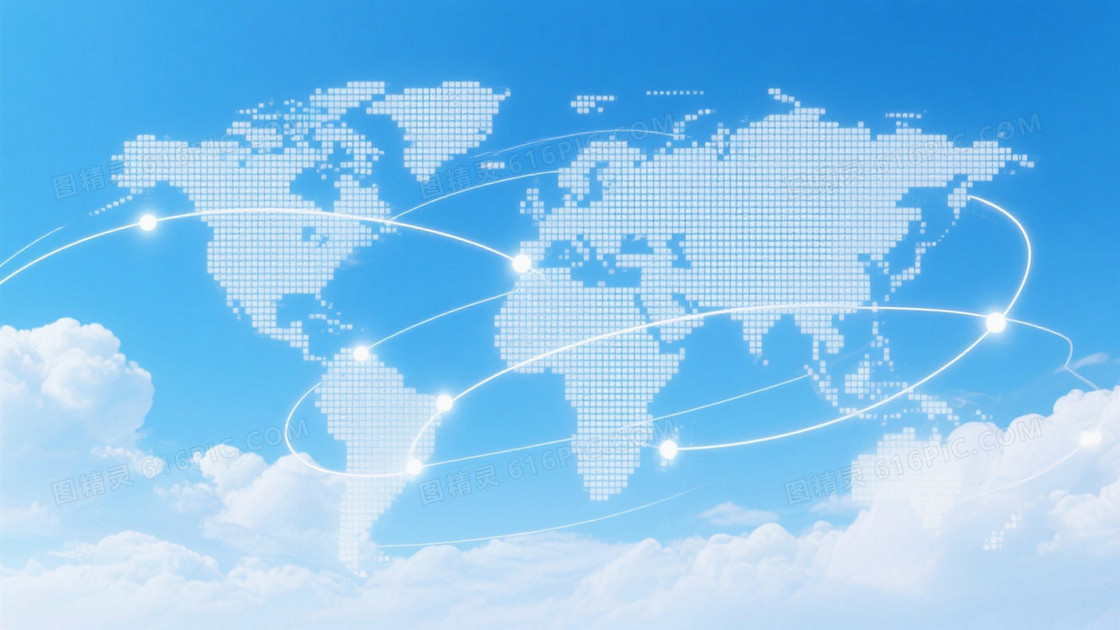 浅蓝天空白云像素地图背景