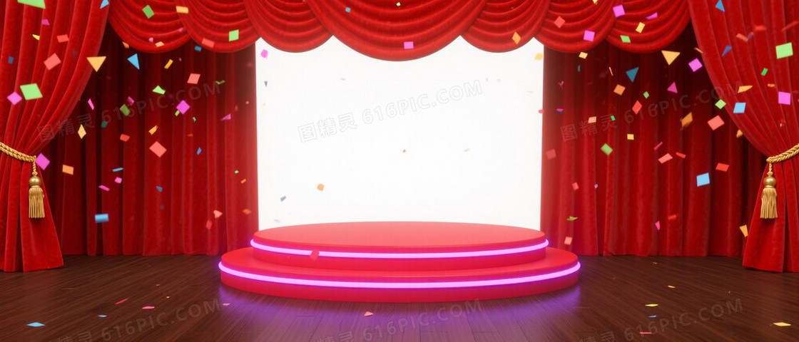红丝绒剧院舞台庆典背景
