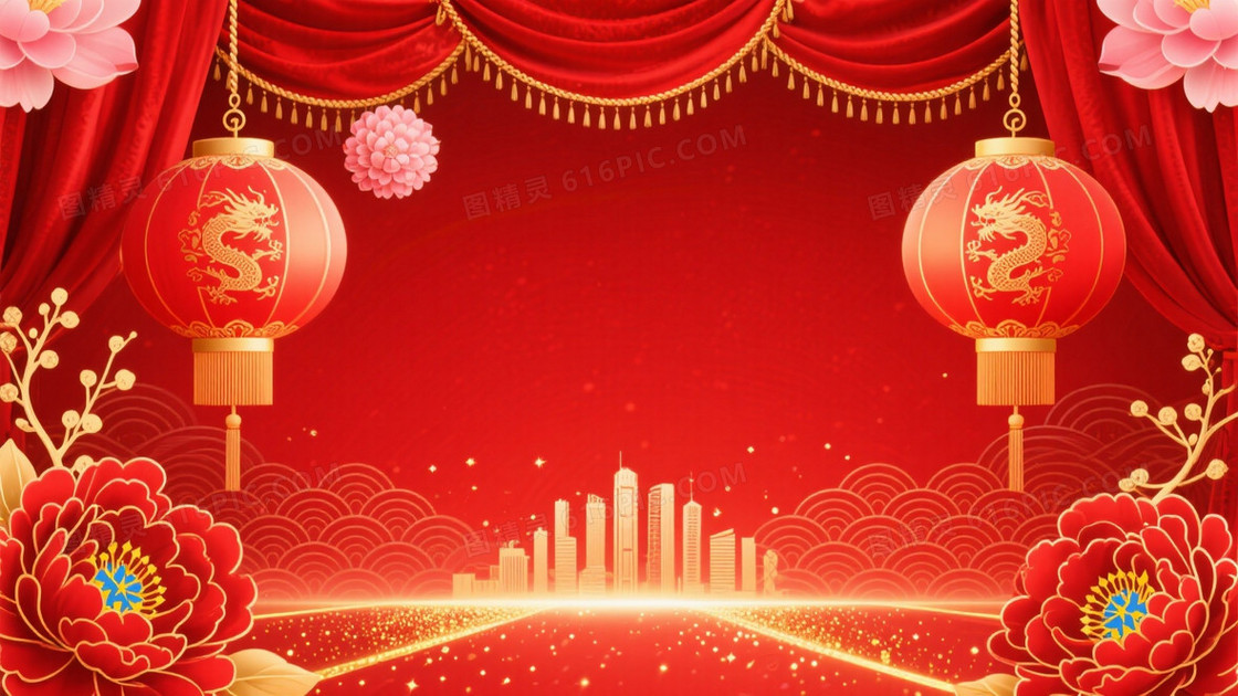 正红喜庆中国风节日背景