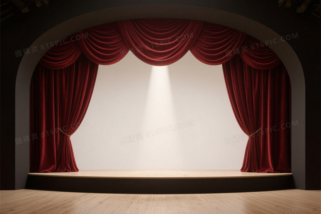 深红丝绒剧院幕布背景