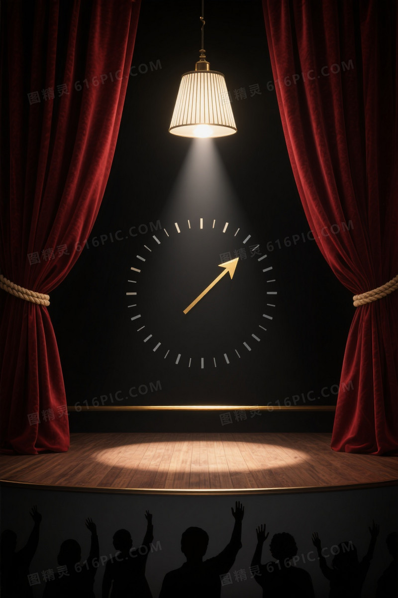 深红丝绒帷幕复古灯影背景