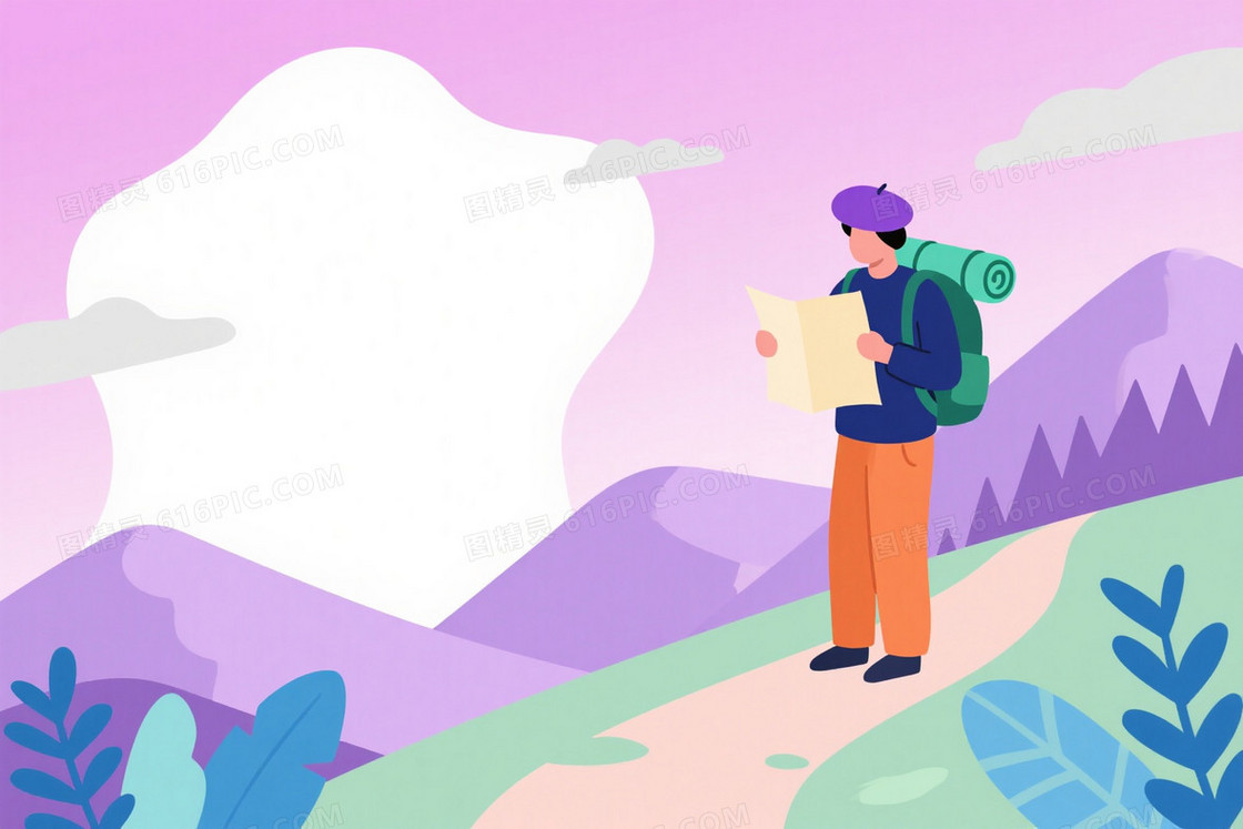 粉紫渐变梦幻旅行者背景