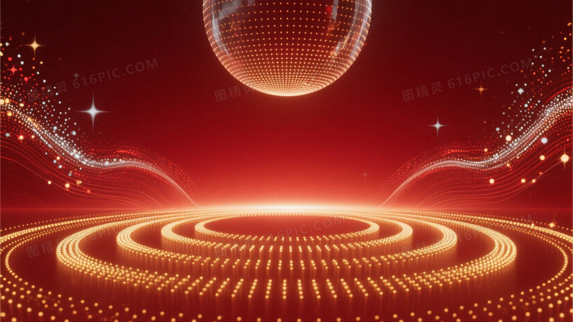 深红渐变金色光点阵列背景