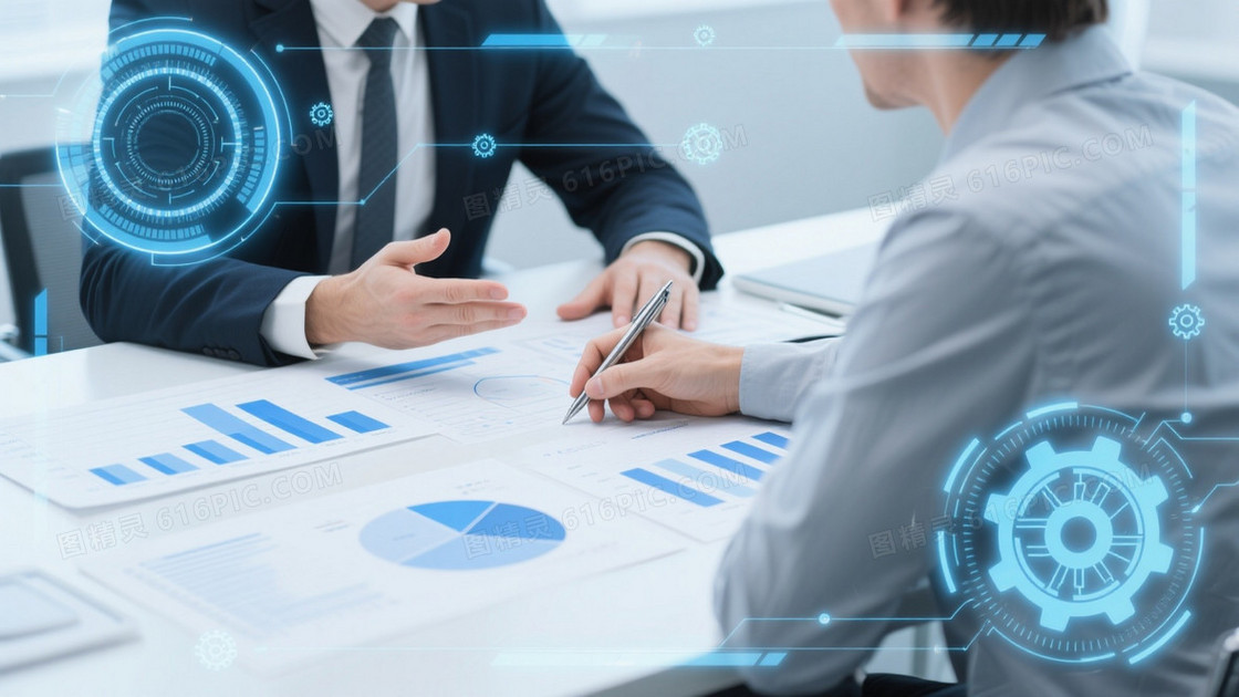 蓝白冷调科技商务会议背景