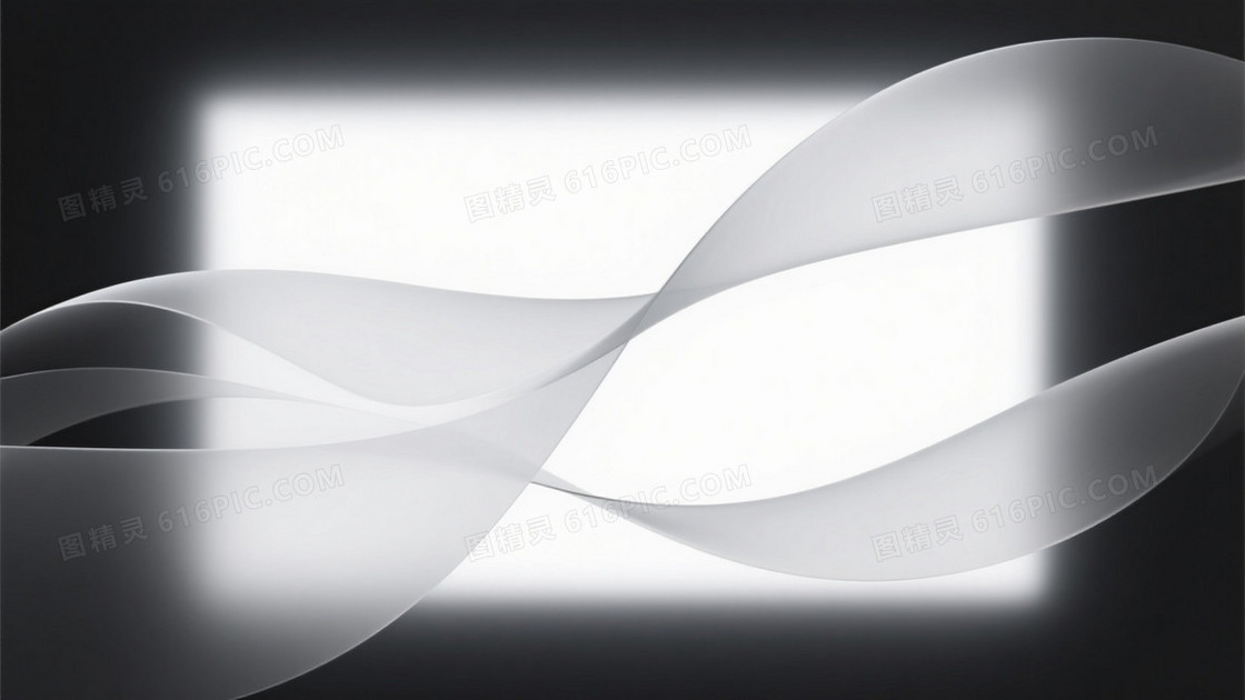 纯白浅灰渐变波浪层叠背景