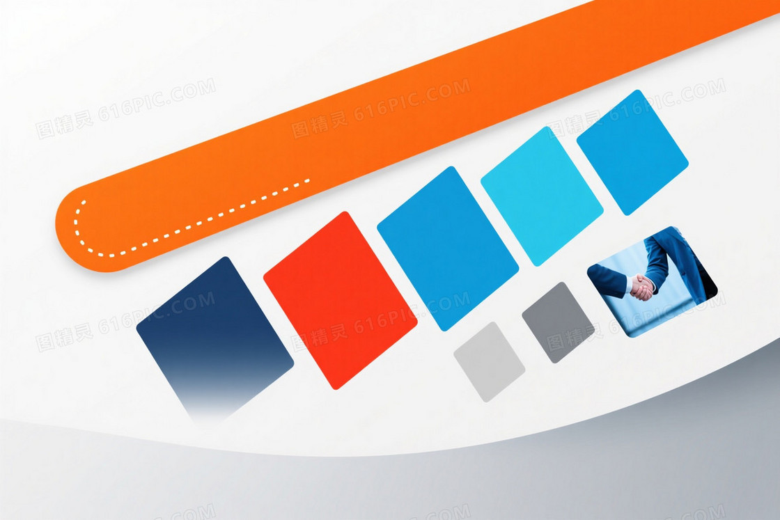 浅灰白渐变橙色几何商务背景