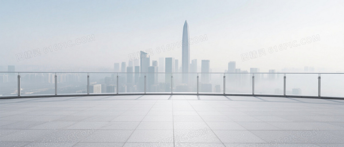 灰白浅蓝极简城市天际线背景