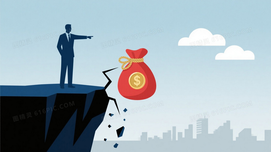 浅灰蓝渐变悬崖商务剪影背景