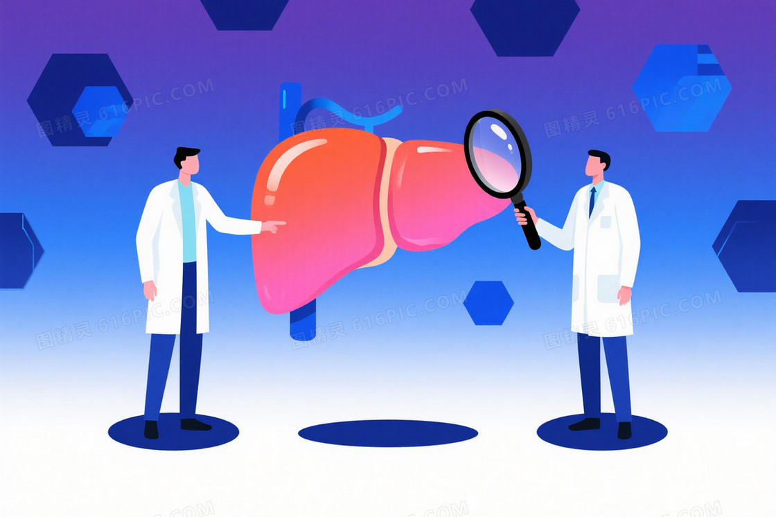 蓝紫渐变六边形科技肝脏背景