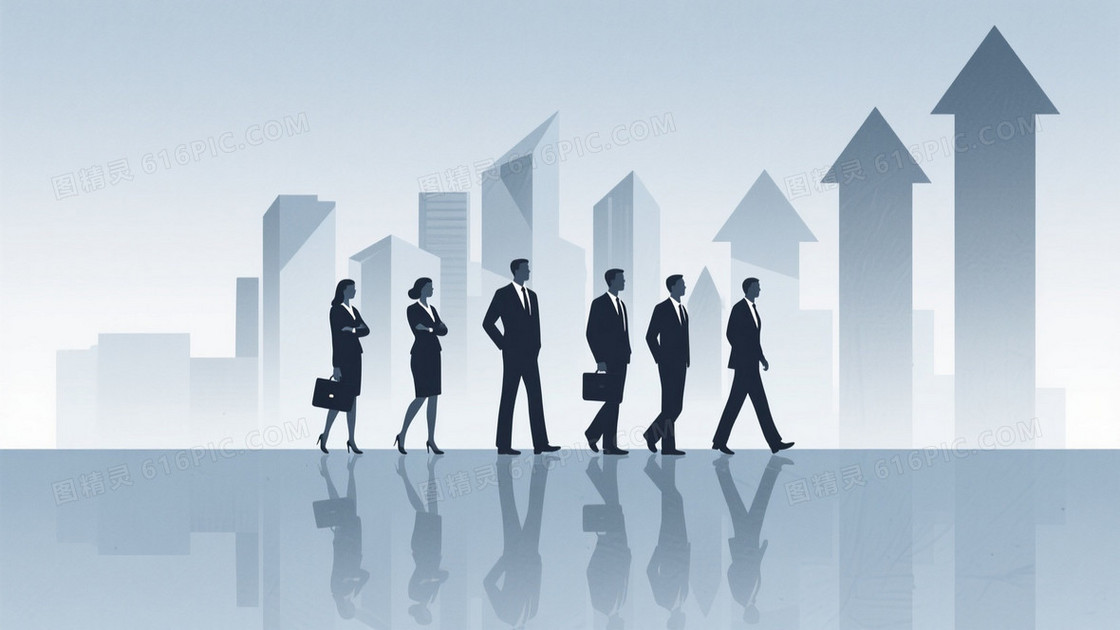 浅灰蓝渐变商务剪影背景