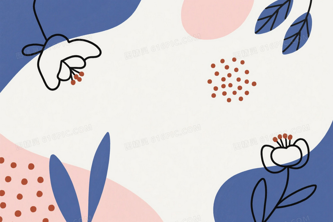 米白浅灰有机抽象花卉背景