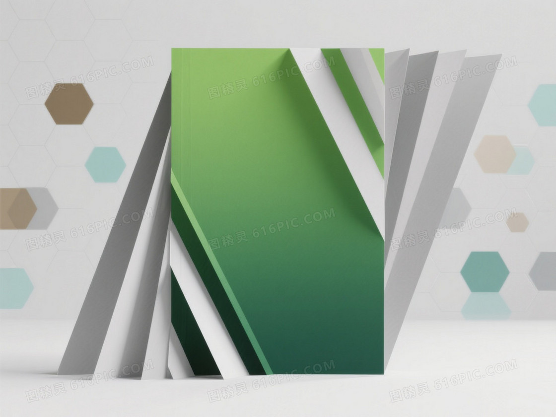 浅灰白渐变绿矩形几何背景