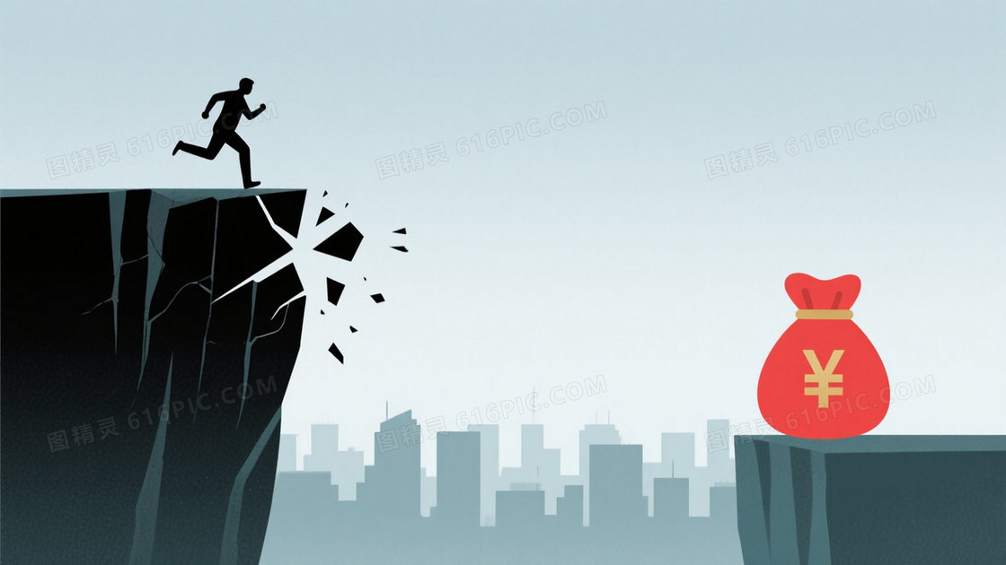 浅灰蓝渐变城市剪影悬崖背景