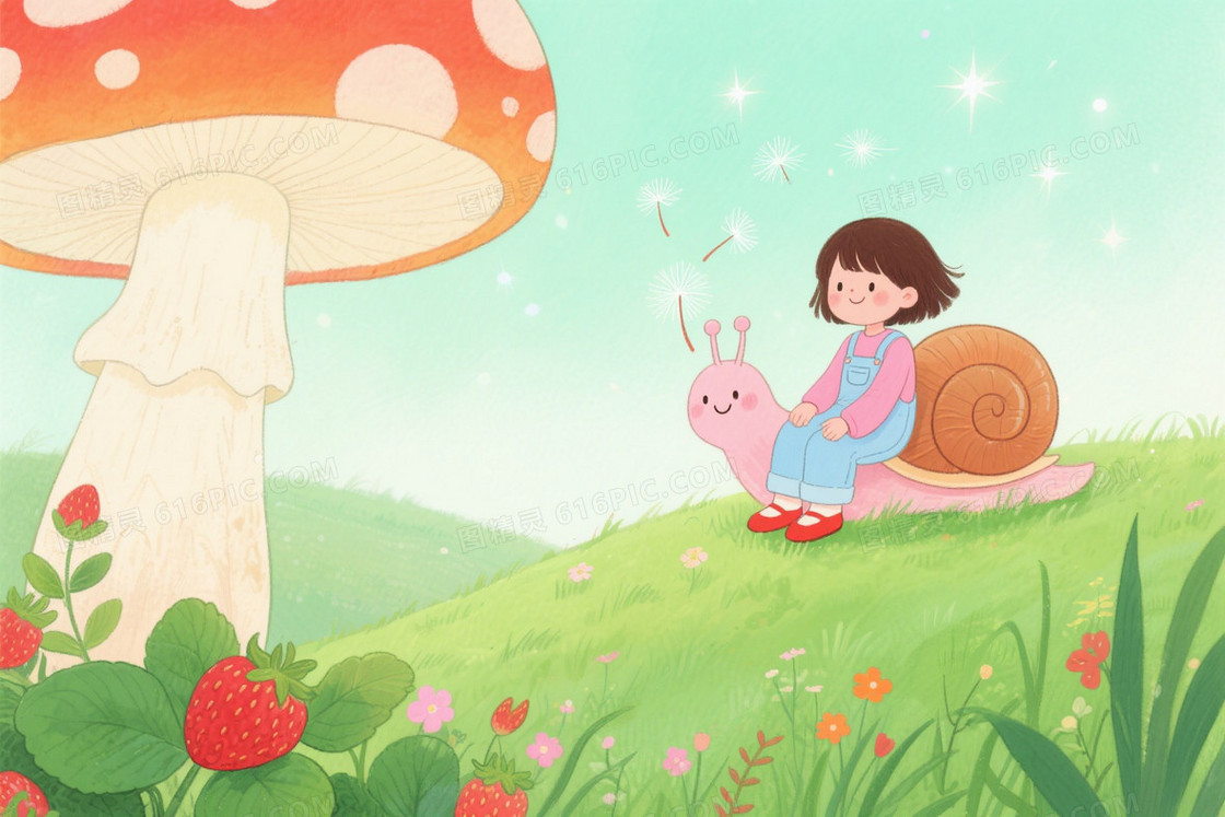 薄荷绿渐变星光蒲公英背景