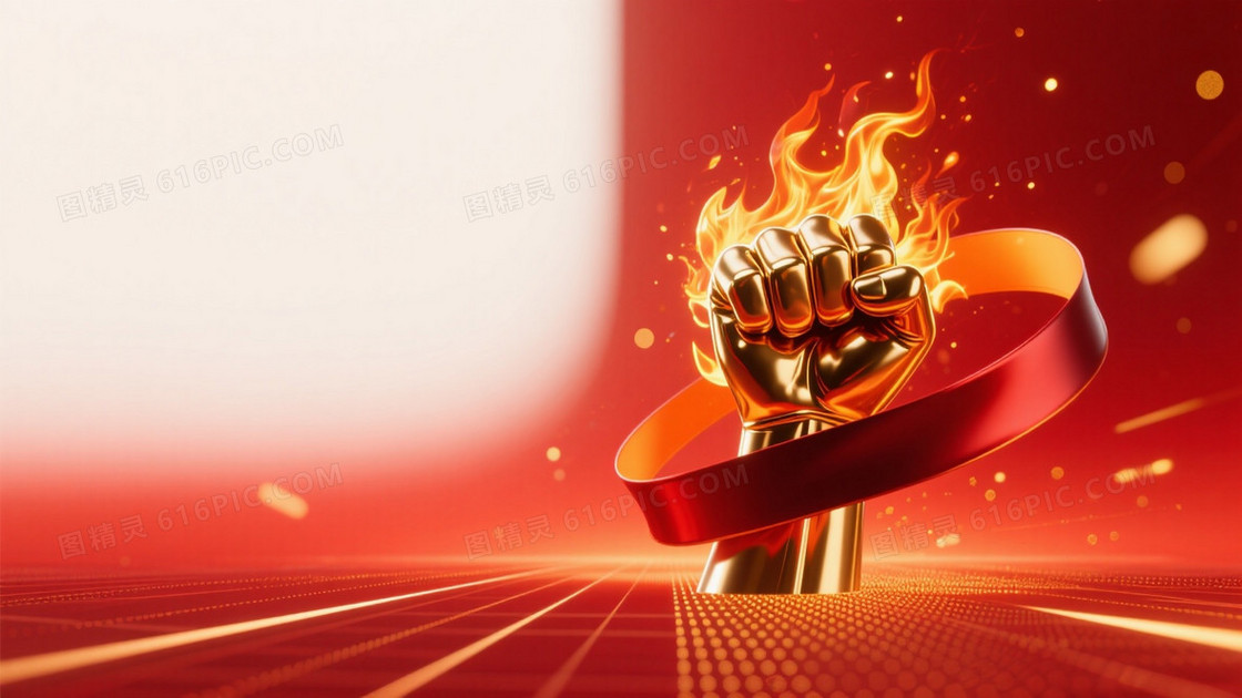 炽红渐变金焰拳击背景