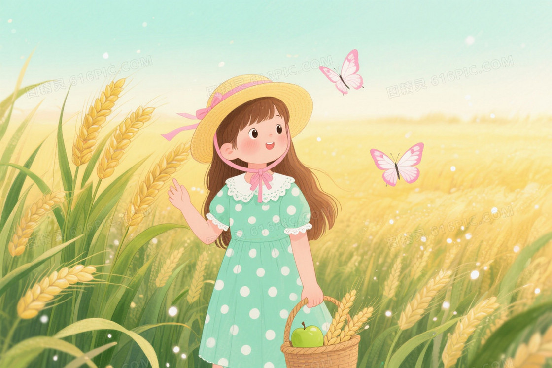 淡青绿渐变金黄田野背景