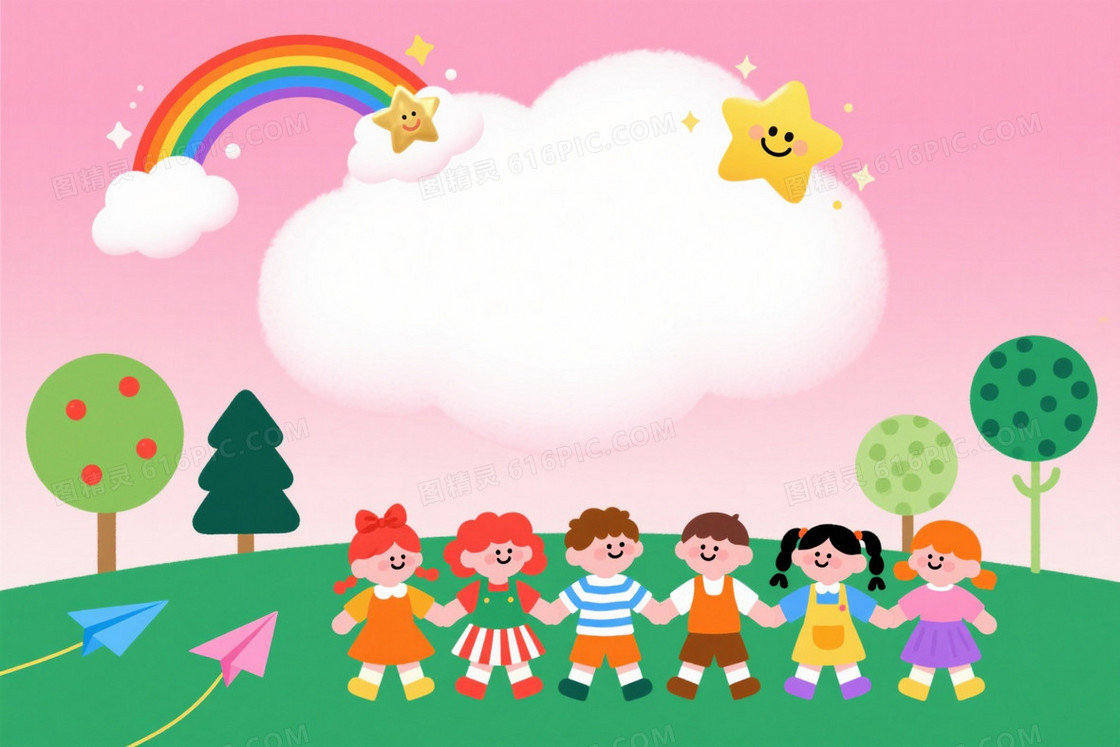 粉彩渐变云朵彩虹儿童背景