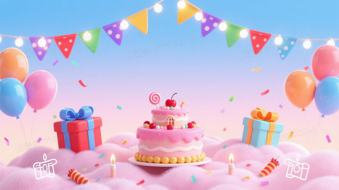 粉蓝渐变糖果派对背景