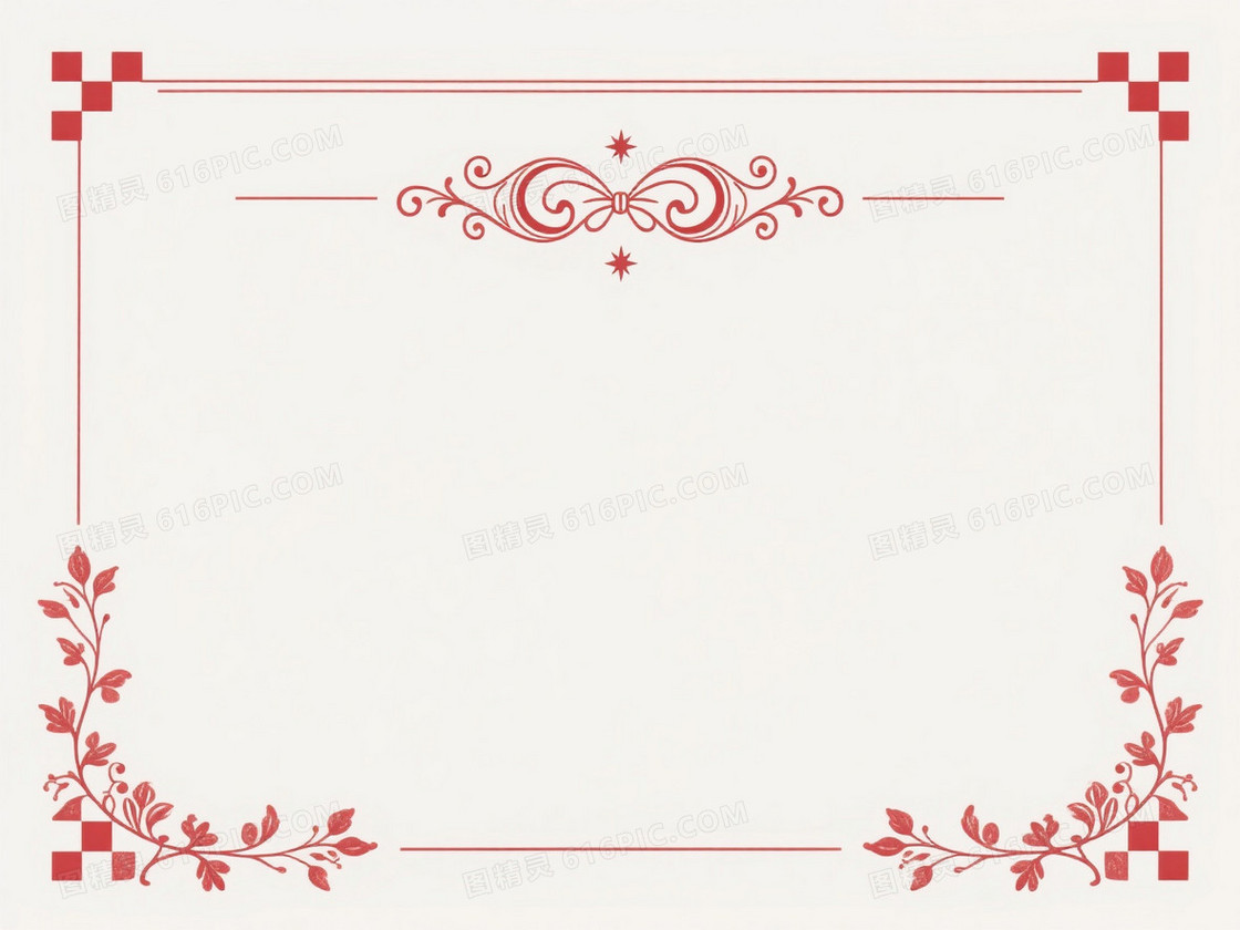 红白古典巴洛克卷草纹背景