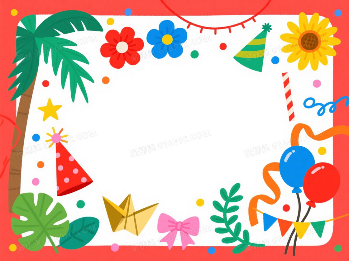 明快扁平手绘装饰边框背景