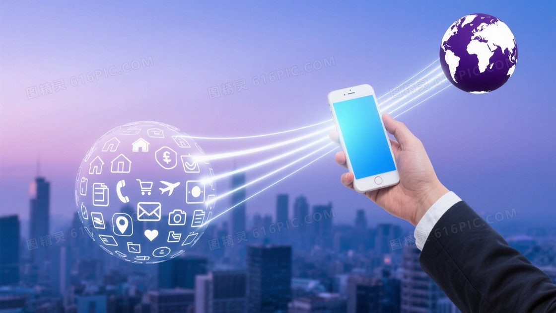 蓝紫渐变科技商务城市背景