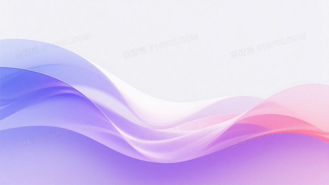 蓝紫粉红渐变波浪丝带背景