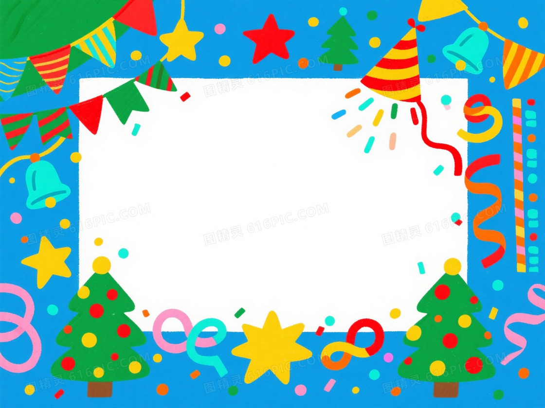 红绿黄蓝手绘派对边框背景