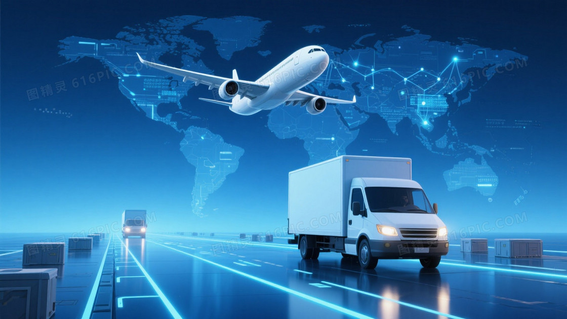 蓝青渐变未来物流科技背景