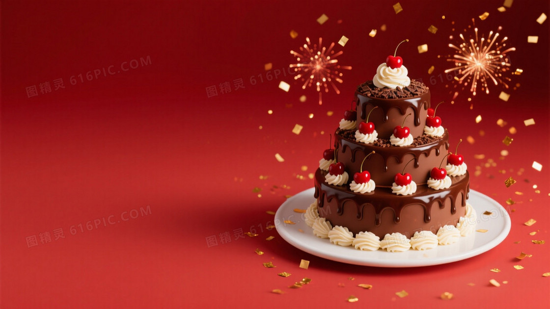 深红渐变巧克力蛋糕背景