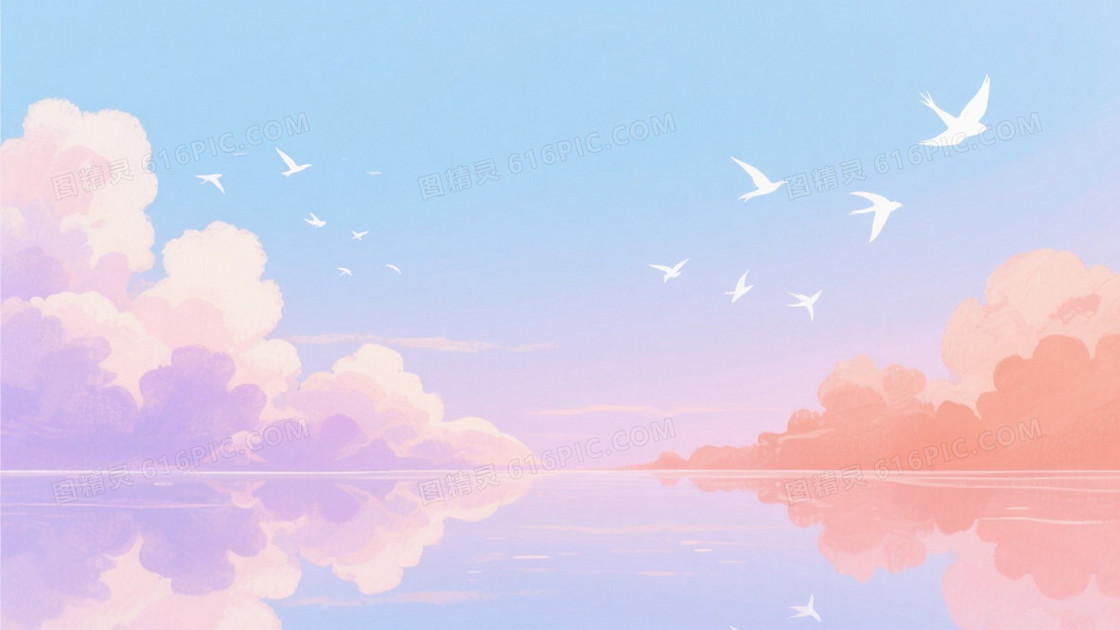 淡蓝粉紫柔光天空云朵背景