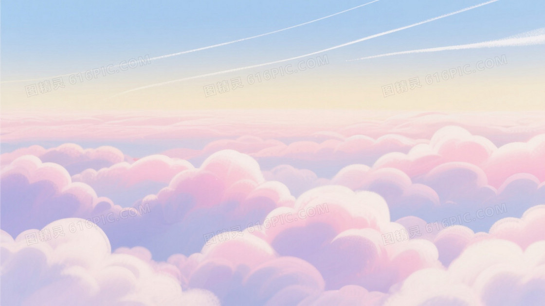 浅蓝淡黄渐变柔光云海背景