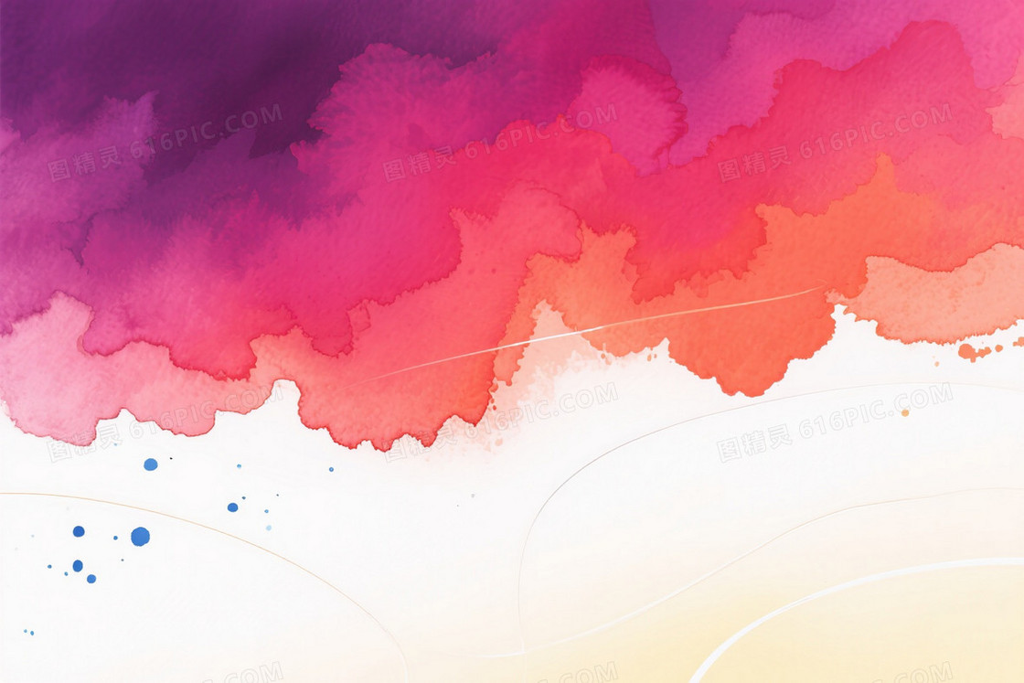 紫红橙黄水彩晕染背景