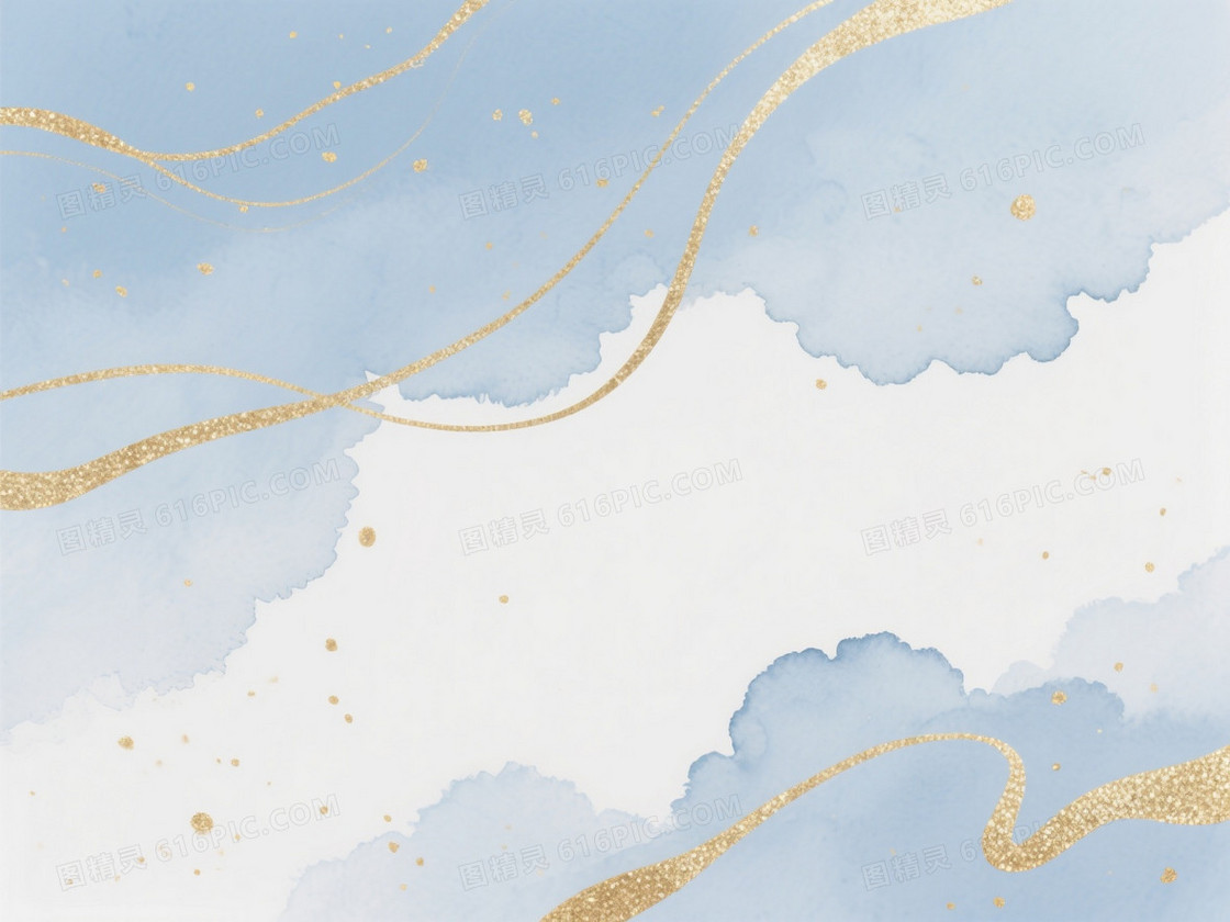 浅天蓝雾白水彩云雾背景