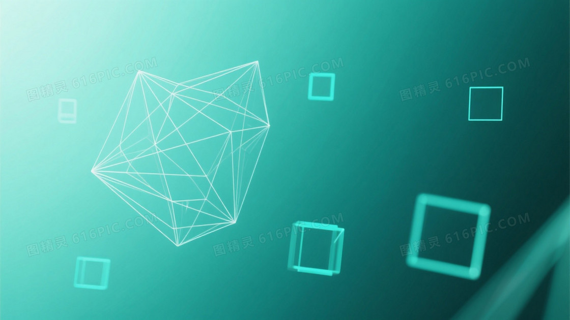 青绿渐变几何线条晶体背景