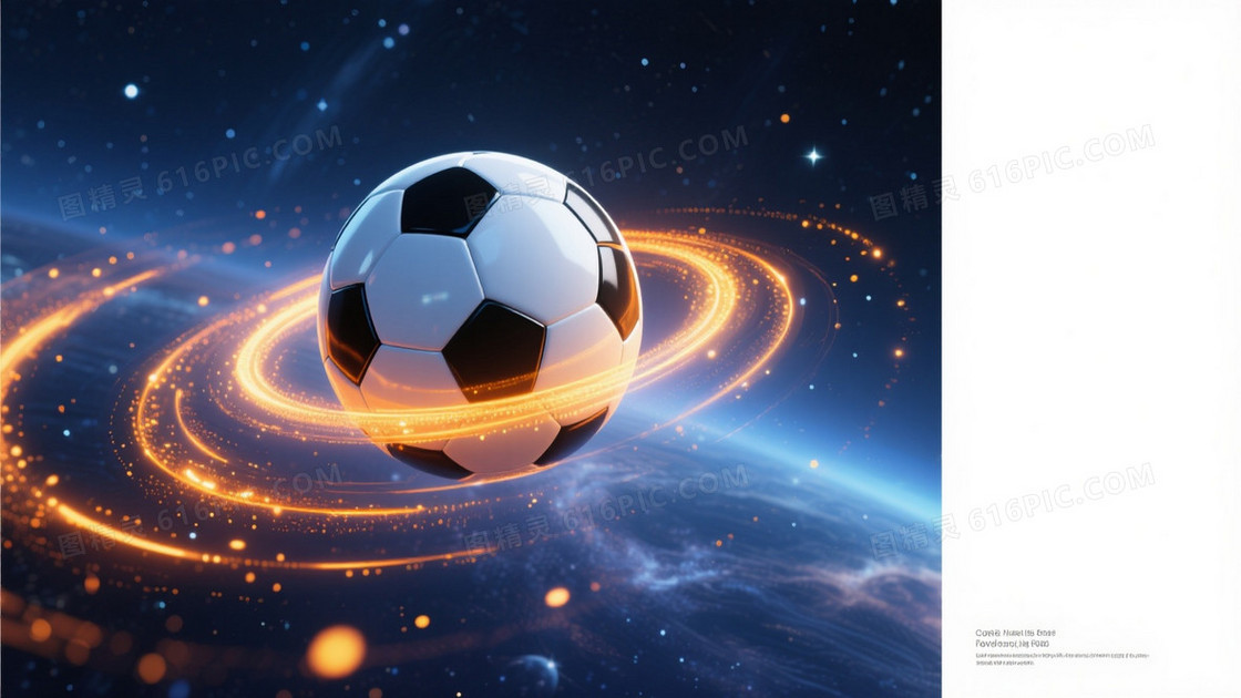 深邃宇宙蓝足球光轨背景