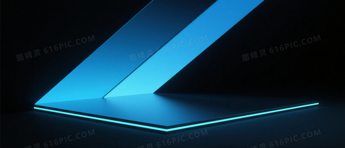 深黑青蓝几何棱镜背景