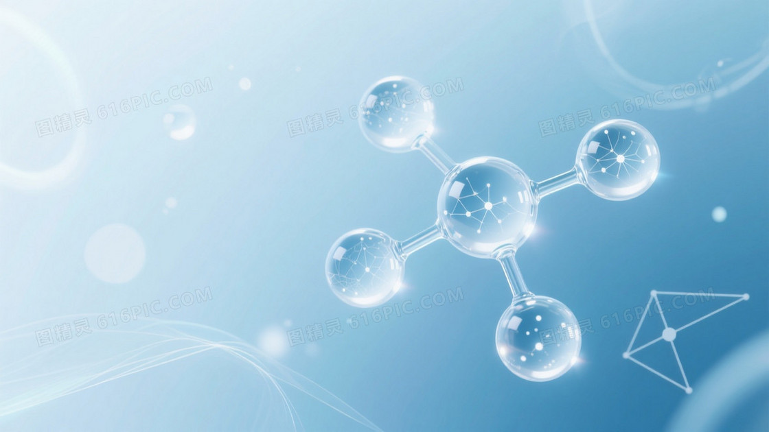 浅青蓝渐变科技分子结构背景