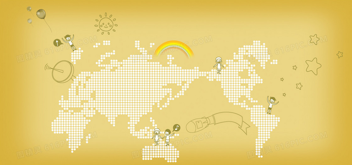 卡通学生地图海报banner