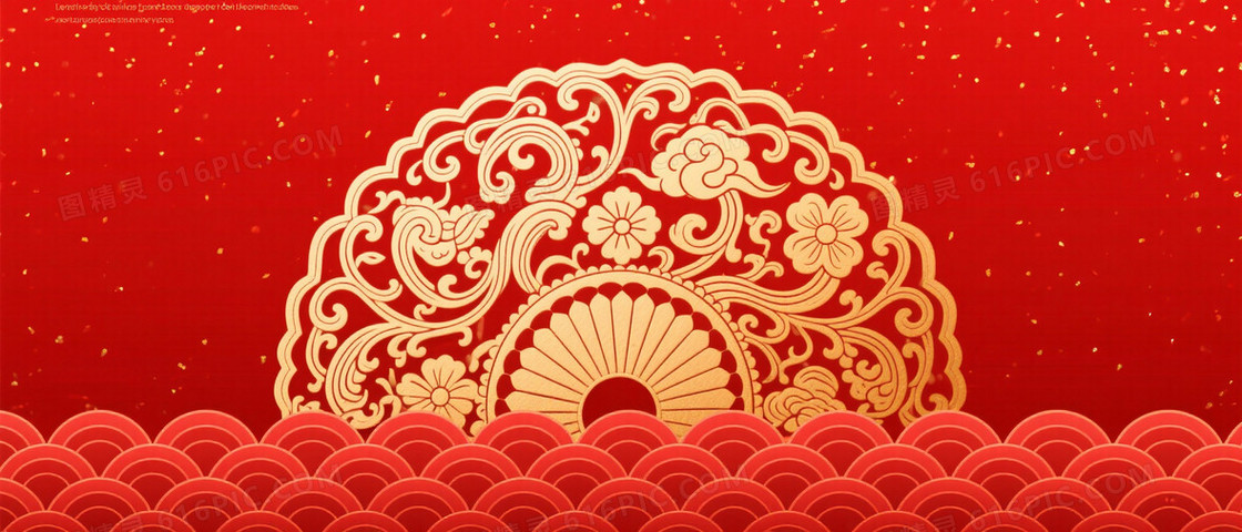 正红喜庆金纹祥云背景