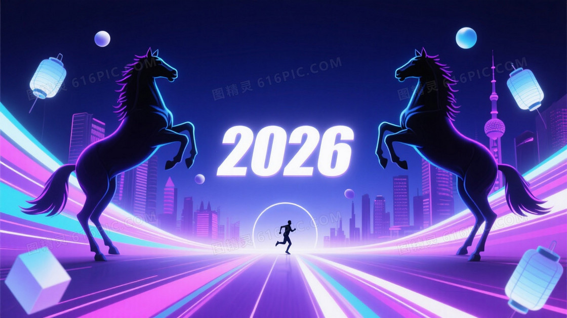 深蓝紫罗兰赛博城市背景