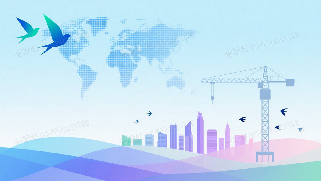 浅青渐变点阵地图城市背景