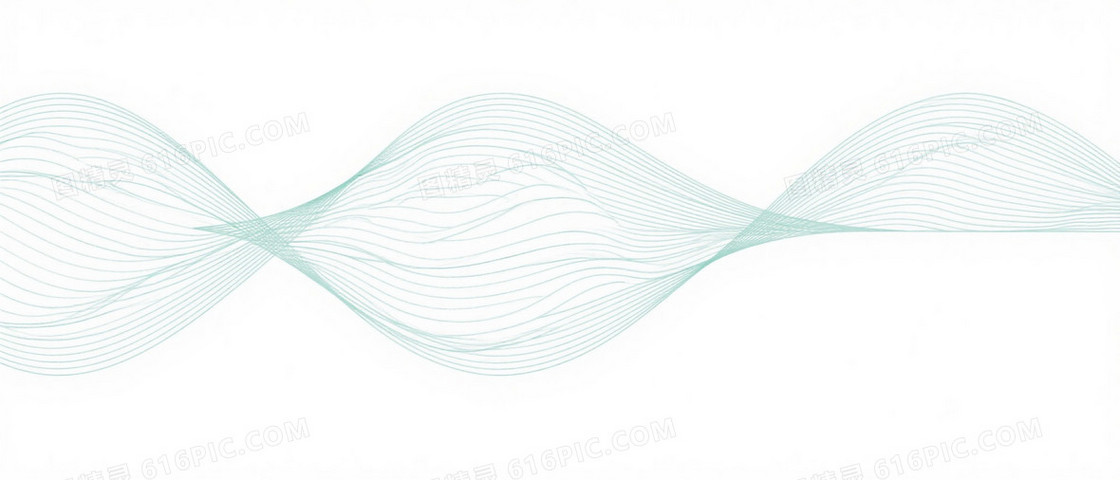 浅薄荷绿极简线条波浪背景