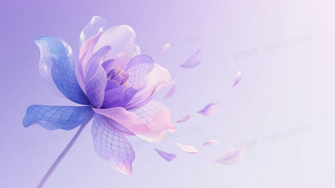 紫蓝渐变水彩花卉背景